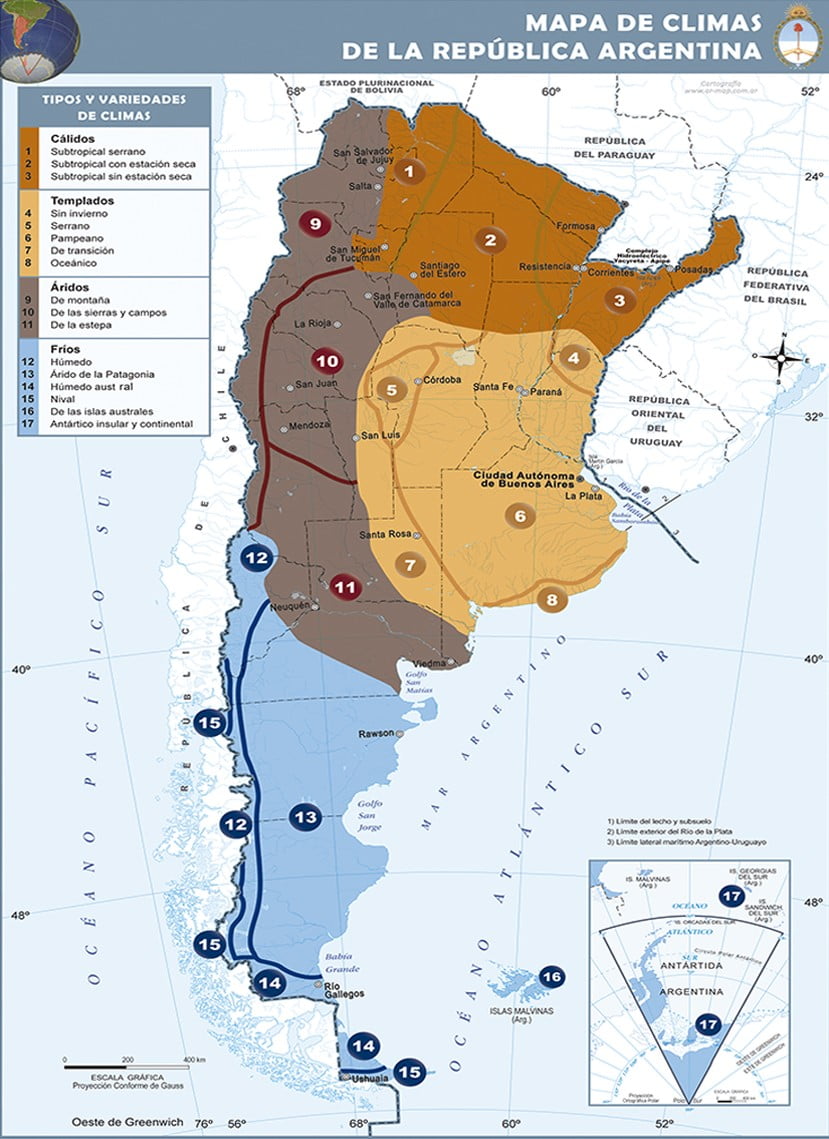 Weather map of Argentina